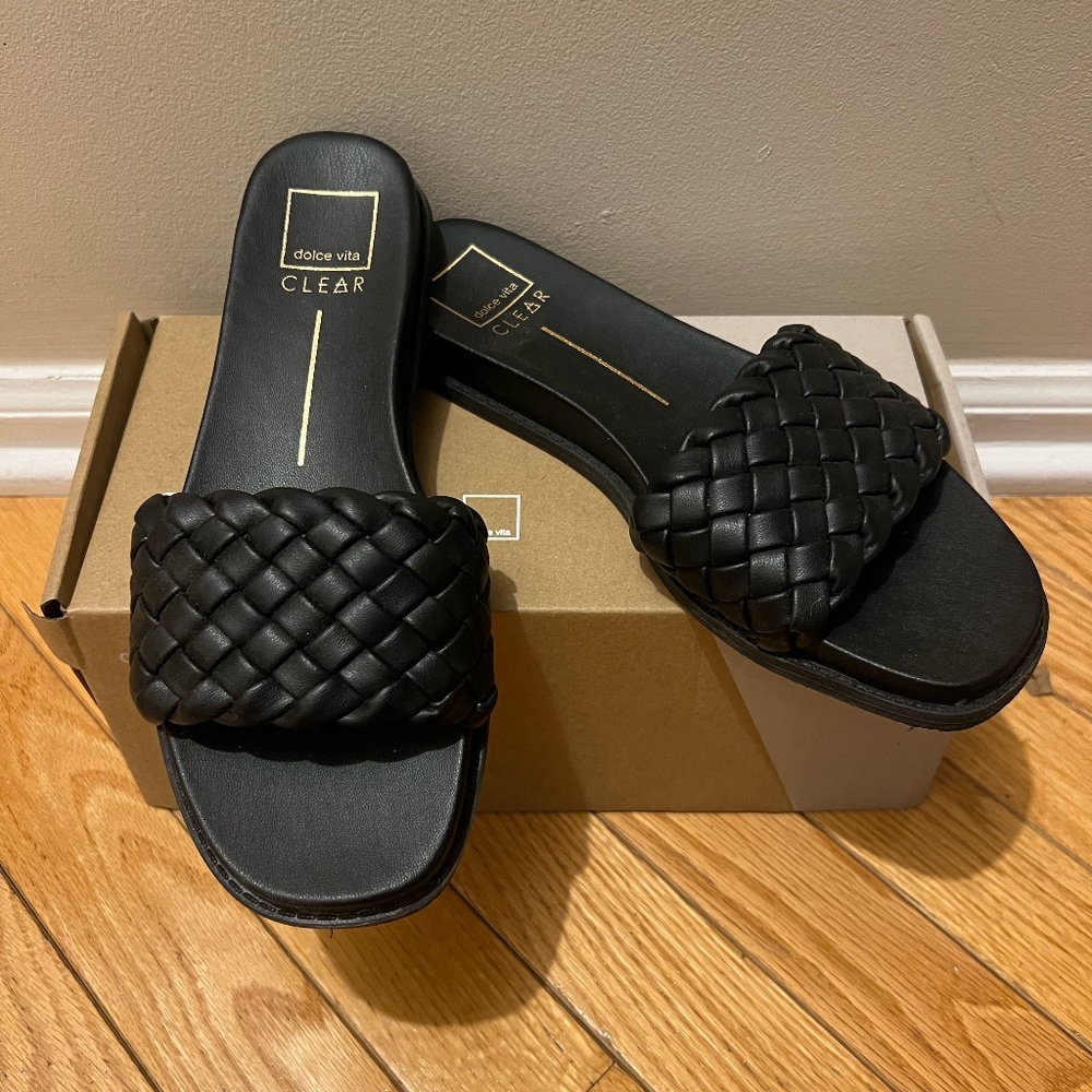 Dolce Vita Grazie Braided Slide Sandal (Women) - Black - 8.5
